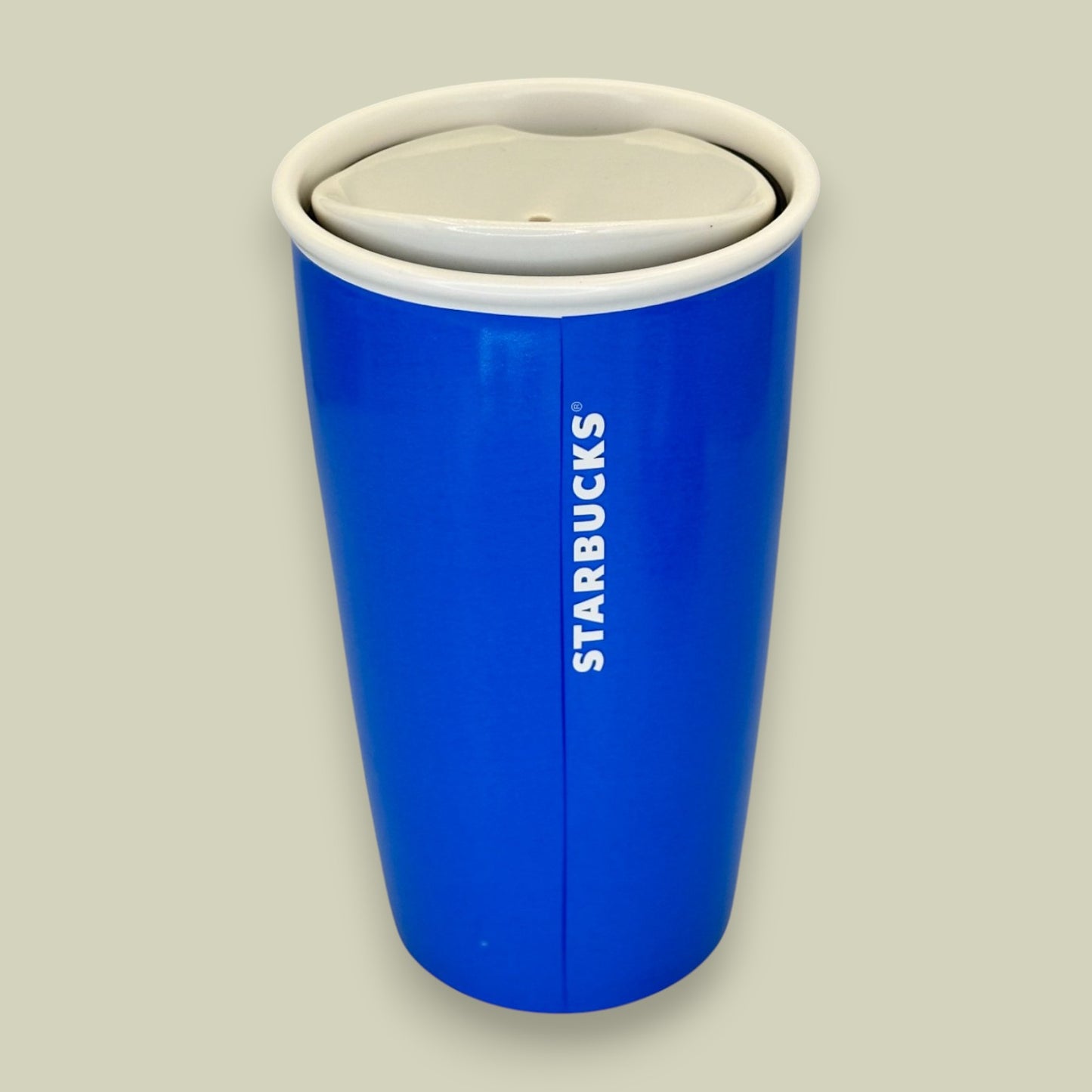 Starbucks Blue Peace Sign Ceramic Travel Tumbler 12oz - Replacement Mug