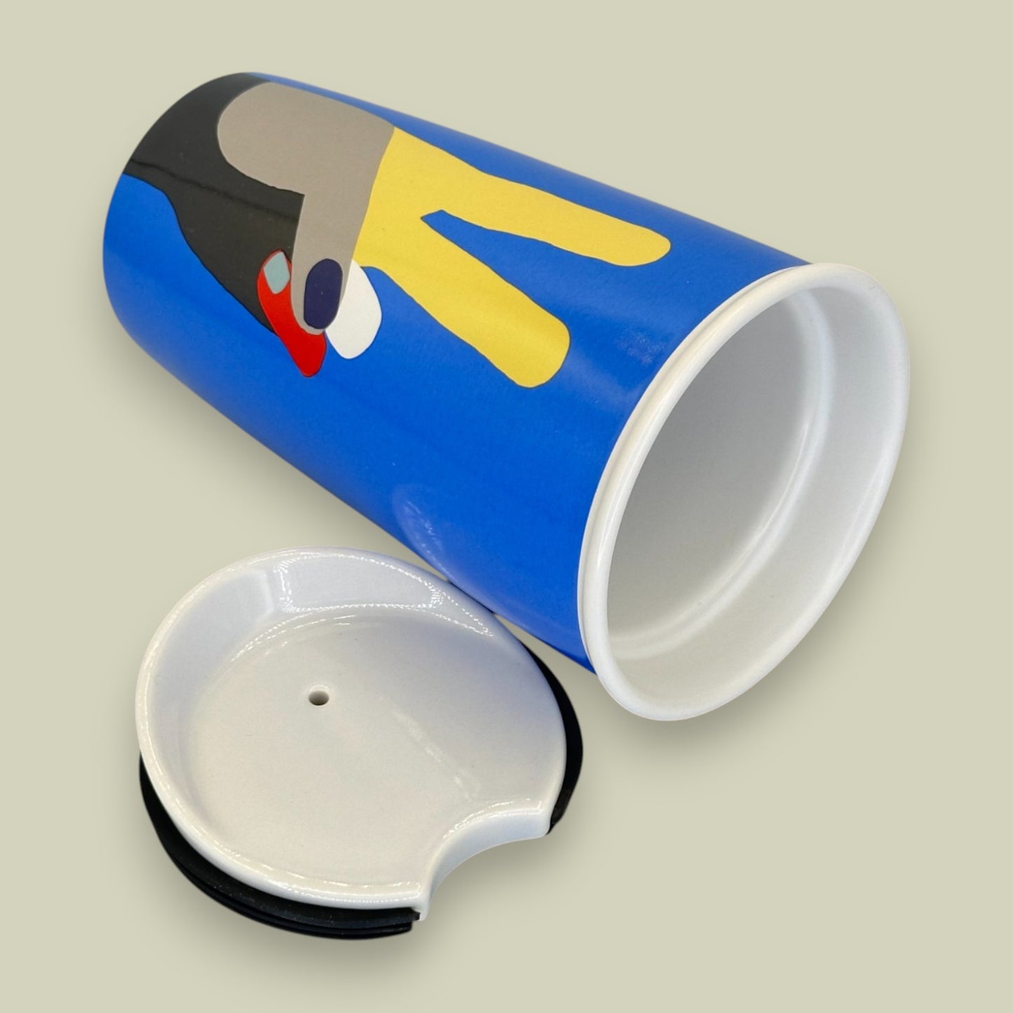 Starbucks Blue Peace Sign Ceramic Travel Tumbler 12oz - Replacement Mug