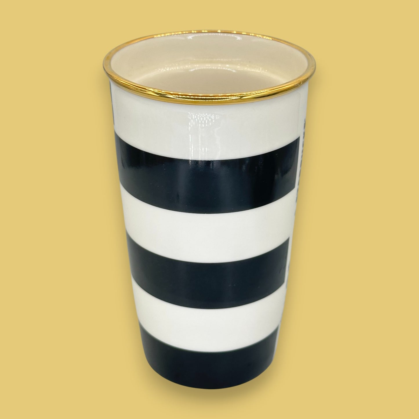 Starbucks Black Stripe Tuxedo Ceramic Travel Mug - Replacement Mug 12 fl/oz