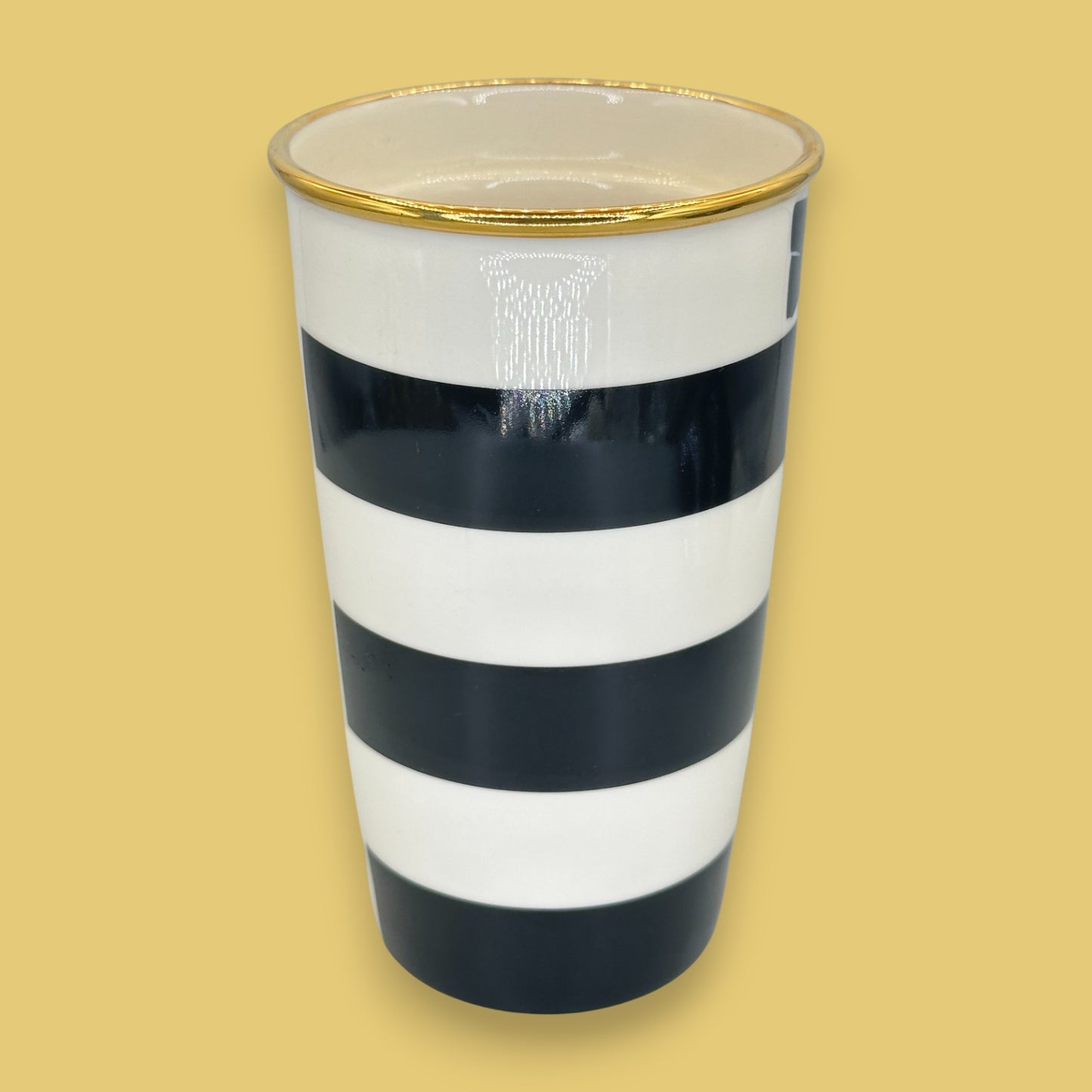 Starbucks Black Stripe Tuxedo Ceramic Travel Mug - Replacement Mug 12 fl/oz