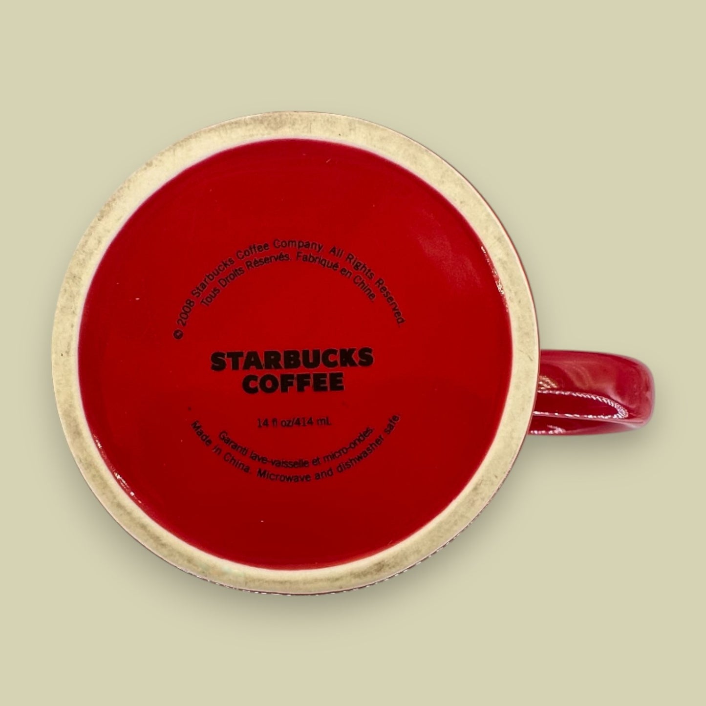 Starbucks 2008 Red Holiday Ceramic Coffee Mug 14 fl oz - Replacement Mug Seasonal