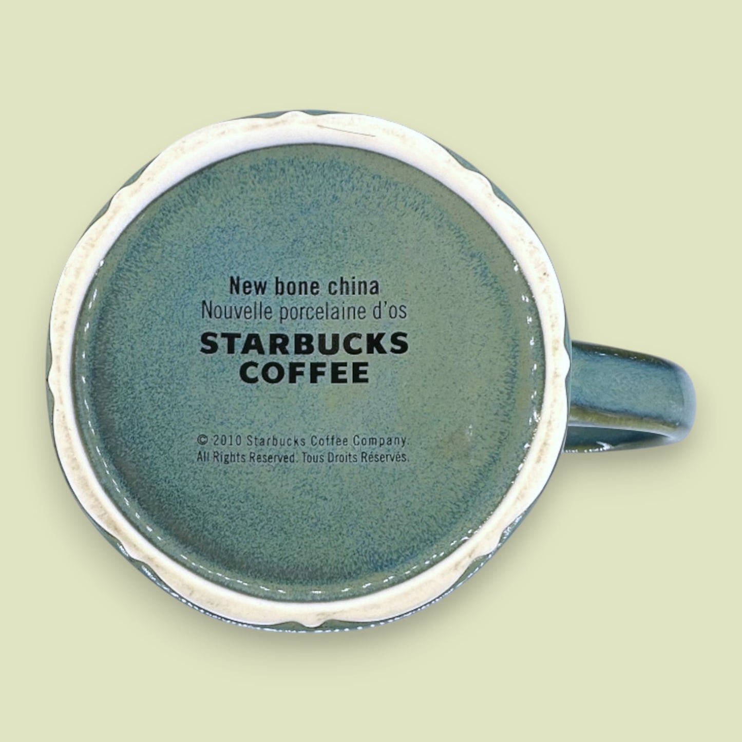 Rare Starbucks 2010 Lucky Bamboo New Bone China Mug in Blue-Green Glaze