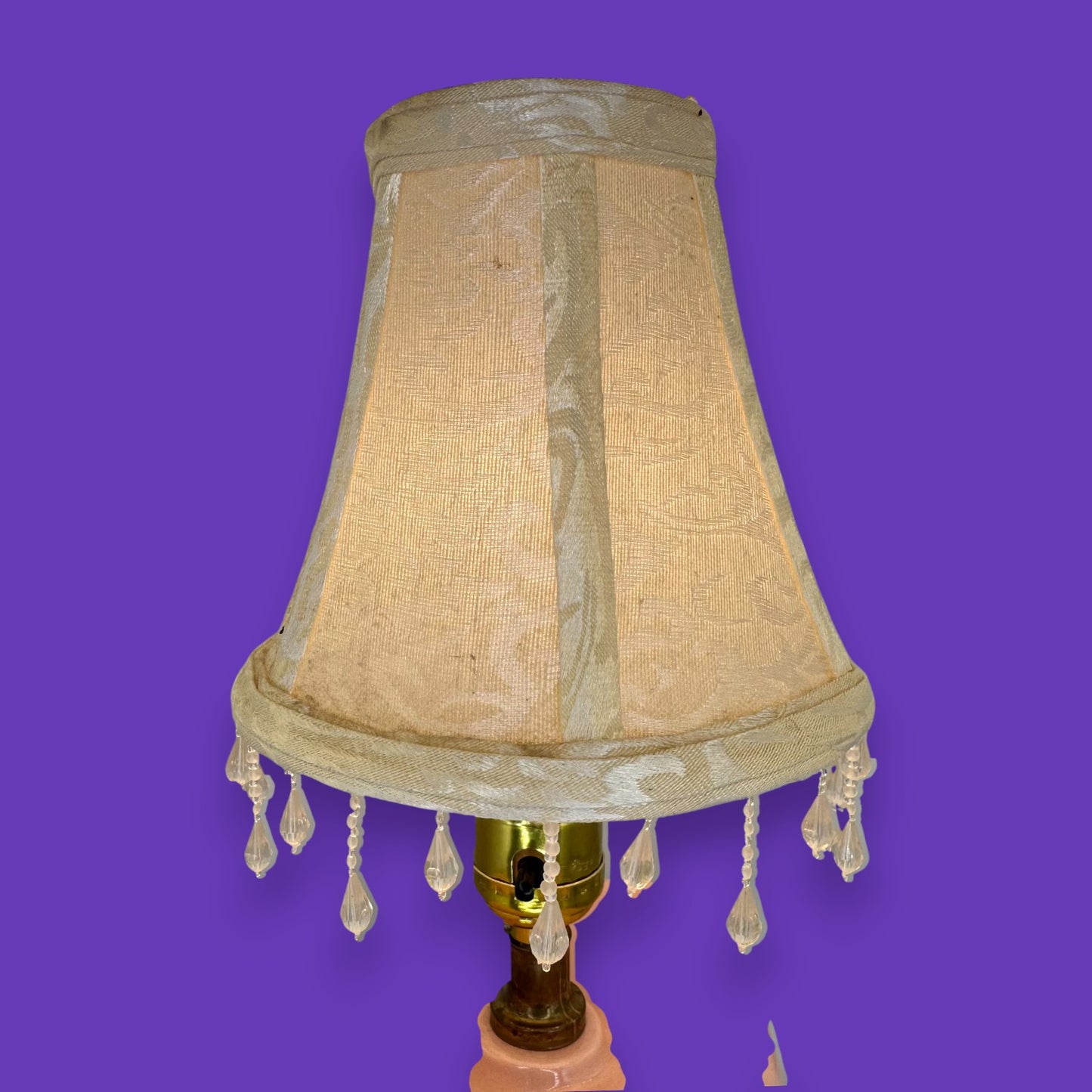 Pink Ceramic Elephant Lamp - Vintage 1980 - With Jeweled Shade