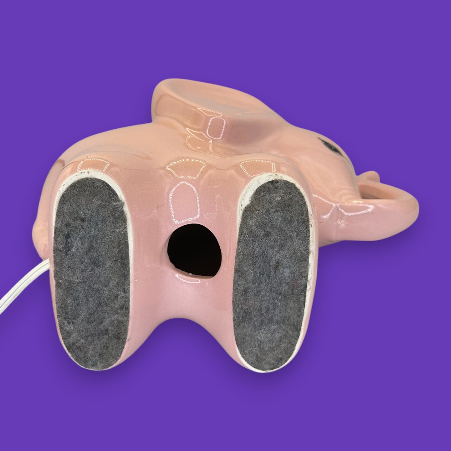 Pink Ceramic Elephant Lamp - Vintage 1980 - With Jeweled Shade