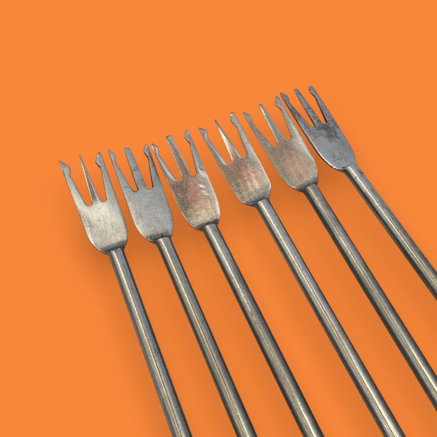 Vintage Teak Handle Fondue Fork Set - Mid Century Modern