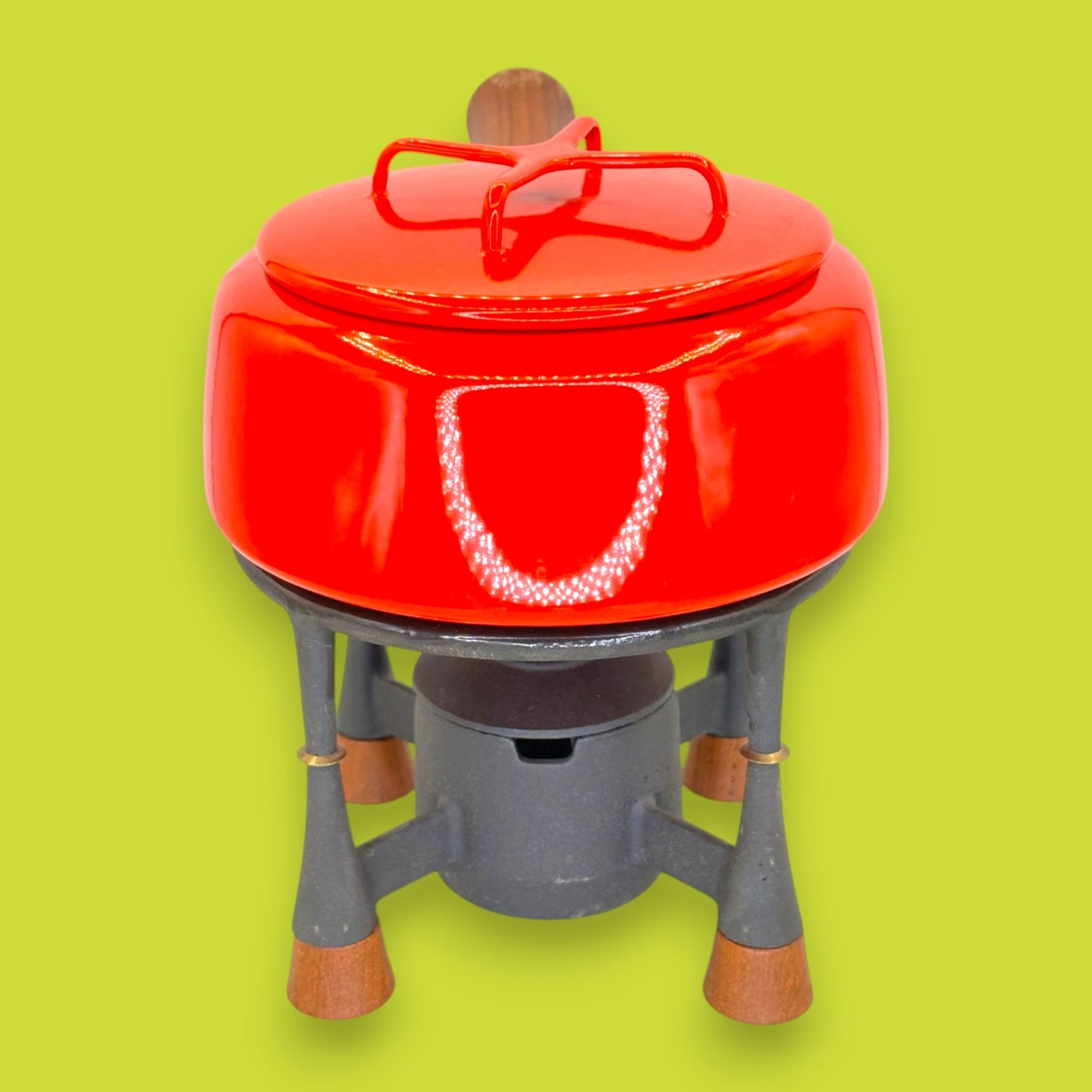Dansk Design France Red Enamel Fondue Pot with Cast Iron Base - Jens Quistgaard KobenStyle