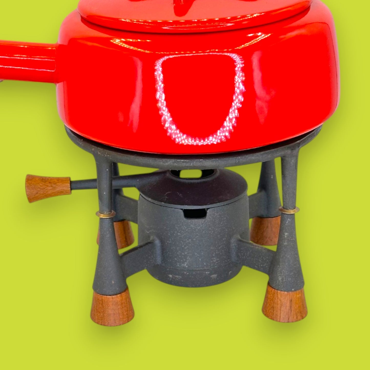 Dansk Design France Red Enamel Fondue Pot with Cast Iron Base - Jens Quistgaard KobenStyle