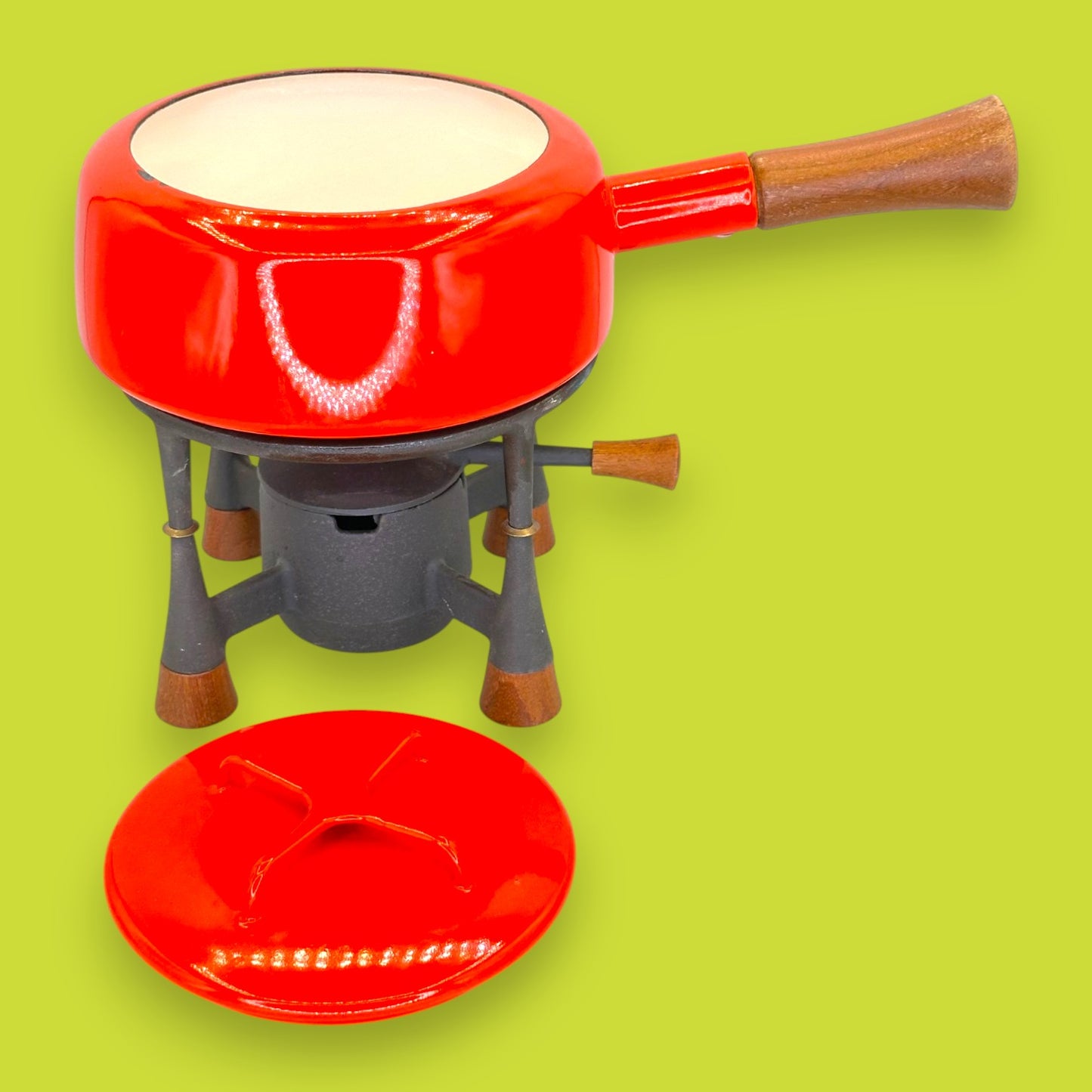 Dansk Design France Red Enamel Fondue Pot with Cast Iron Base - Jens Quistgaard KobenStyle