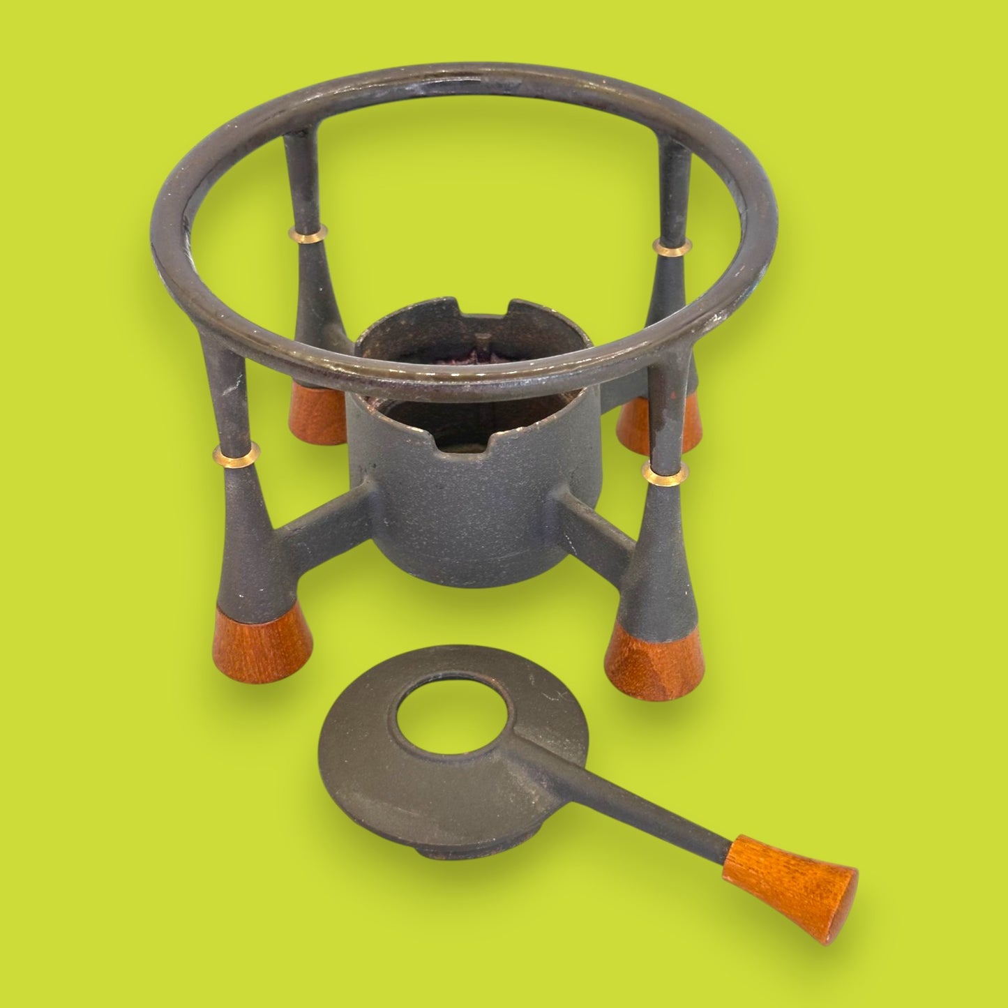 Dansk Design France Red Enamel Fondue Pot with Cast Iron Base - Jens Quistgaard KobenStyle