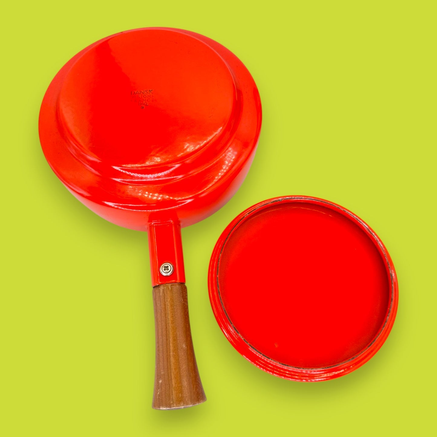Dansk Design France Red Enamel Fondue Pot with Cast Iron Base - Jens Quistgaard KobenStyle