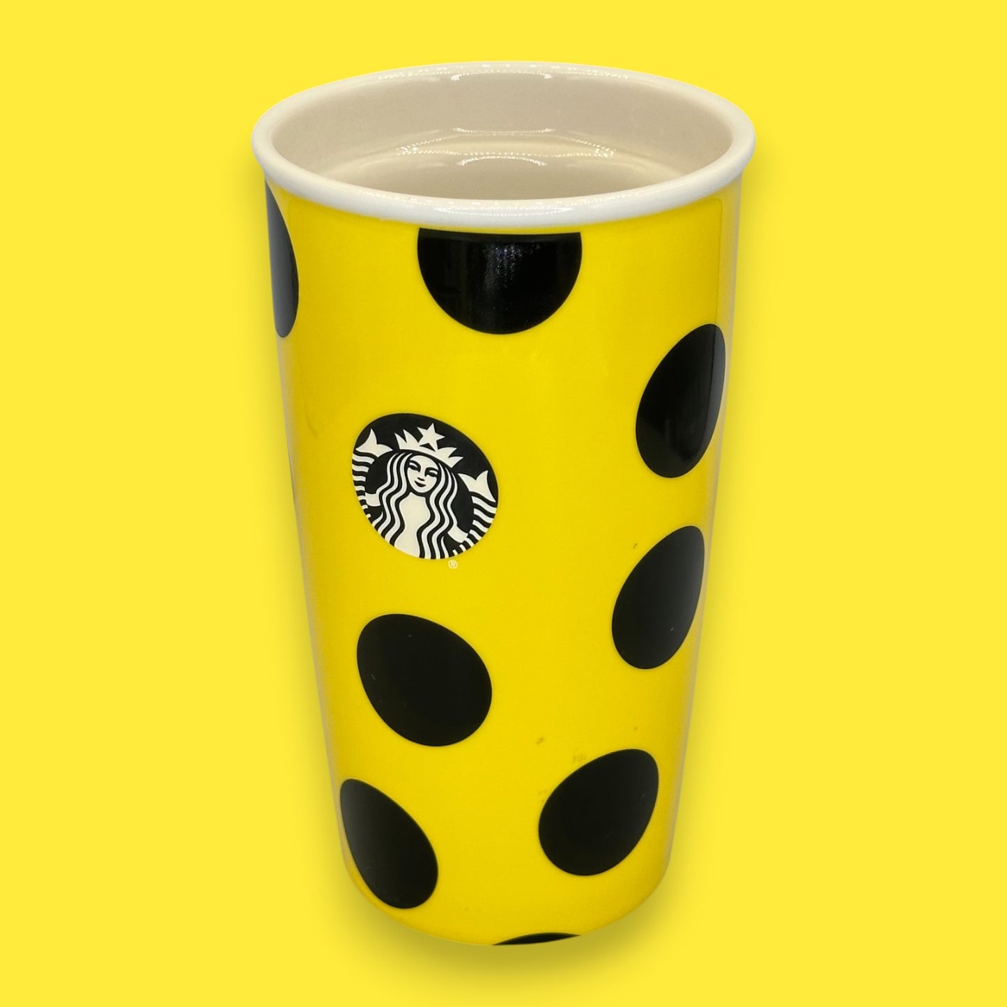 Starbucks Ceramic Travel Replacement Mug – Yellow Polka Dot 12 fl oz