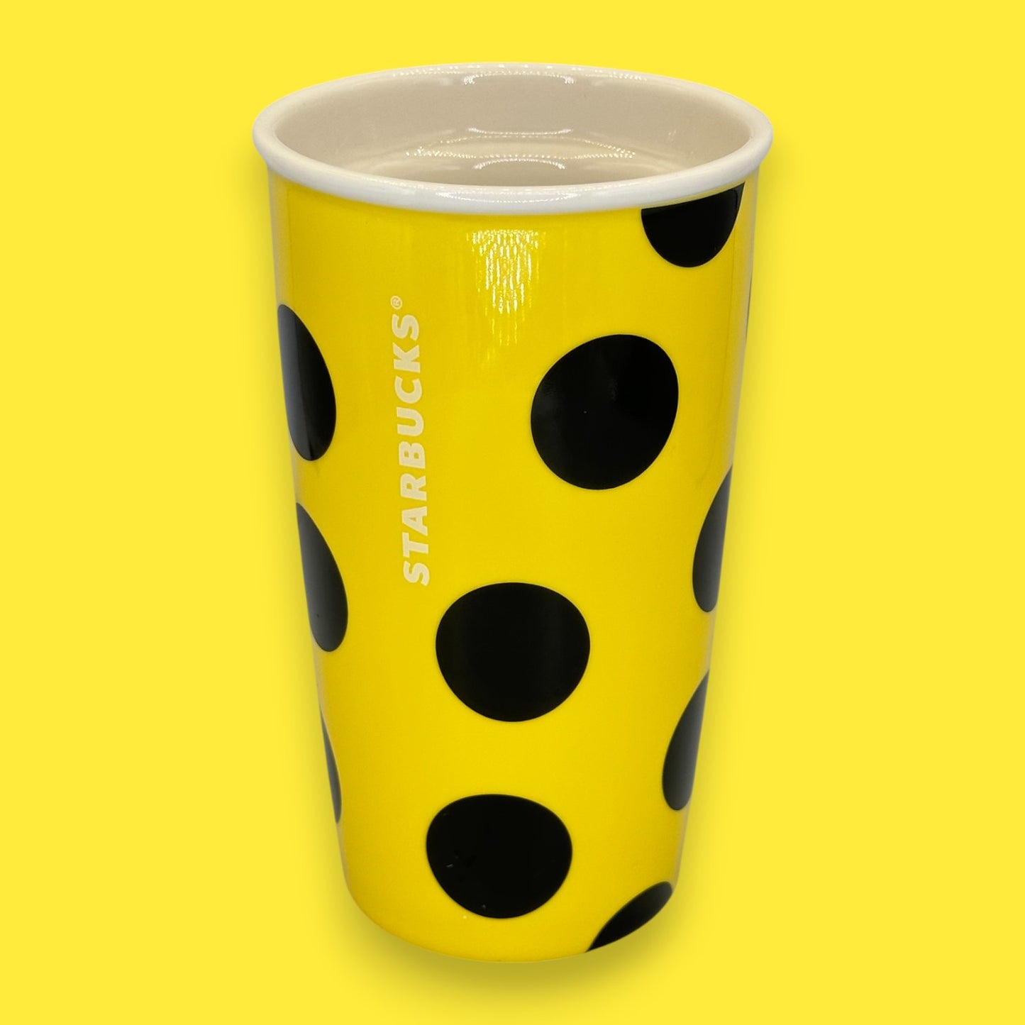 Starbucks Ceramic Travel Replacement Mug – Yellow Polka Dot 12 fl oz