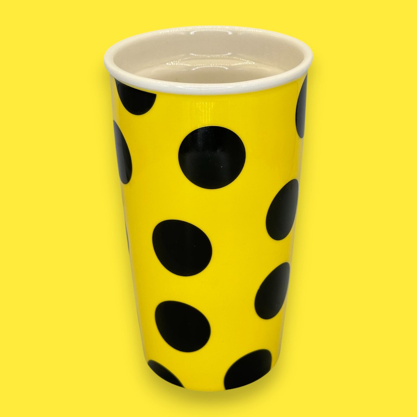 Starbucks Ceramic Travel Replacement Mug – Yellow Polka Dot 12 fl oz