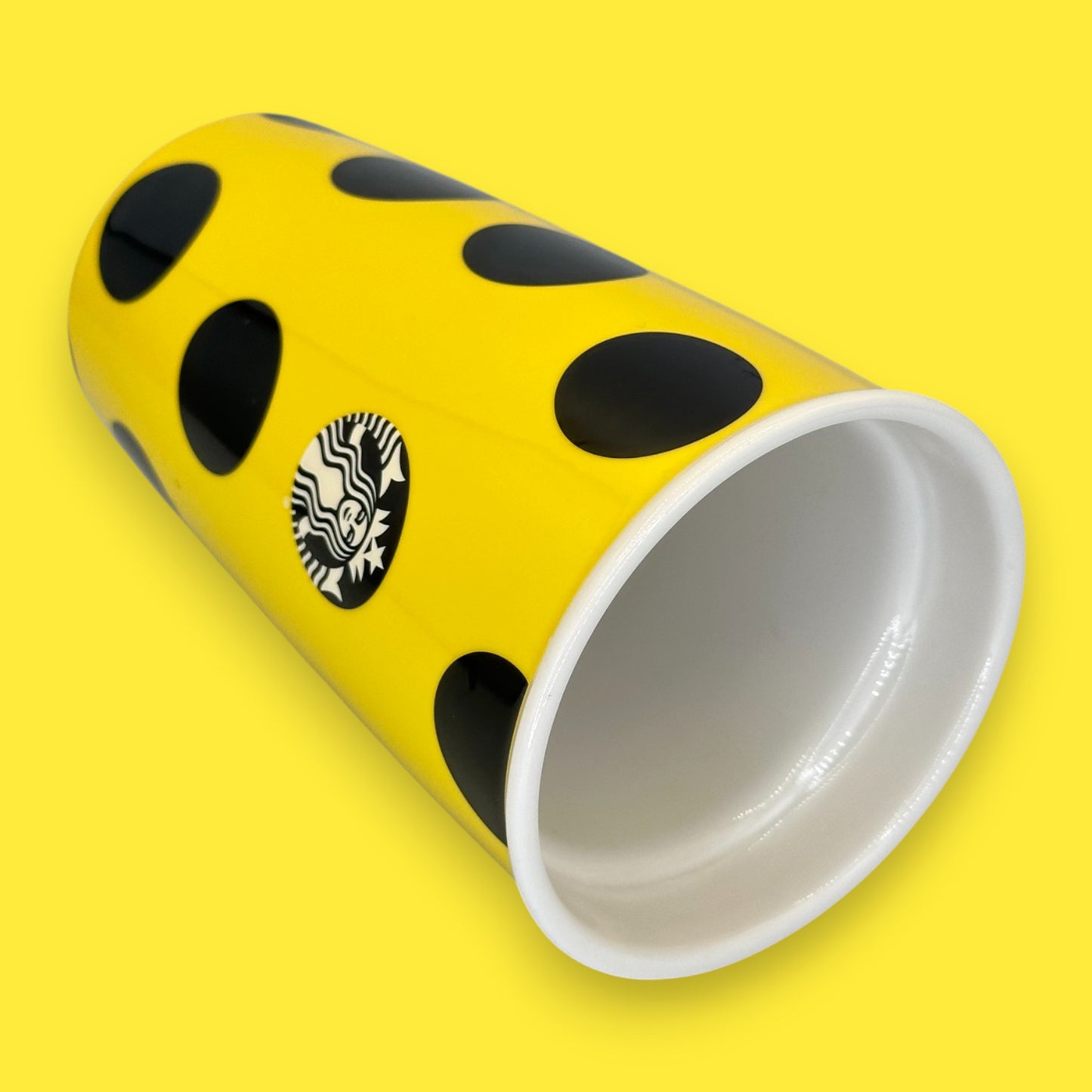 Starbucks Ceramic Travel Replacement Mug – Yellow Polka Dot 12 fl oz