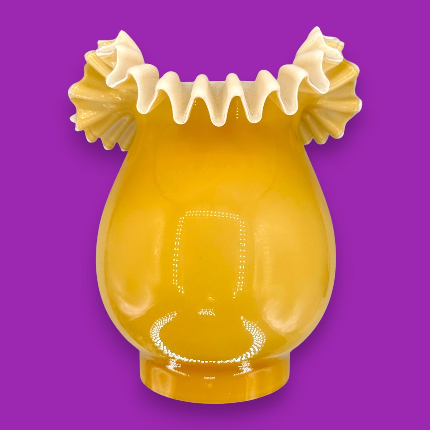 Ruffled Edge Amber Butterscotch Glass Lamp Shade