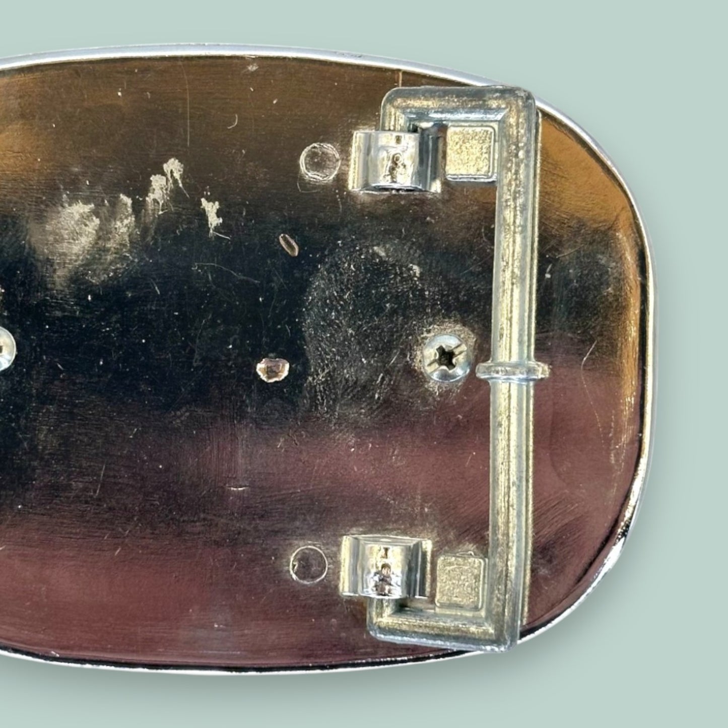 Vintage Western Belt Buckle with Acrylic Turquoise Stone and Engraved Silver Detailing