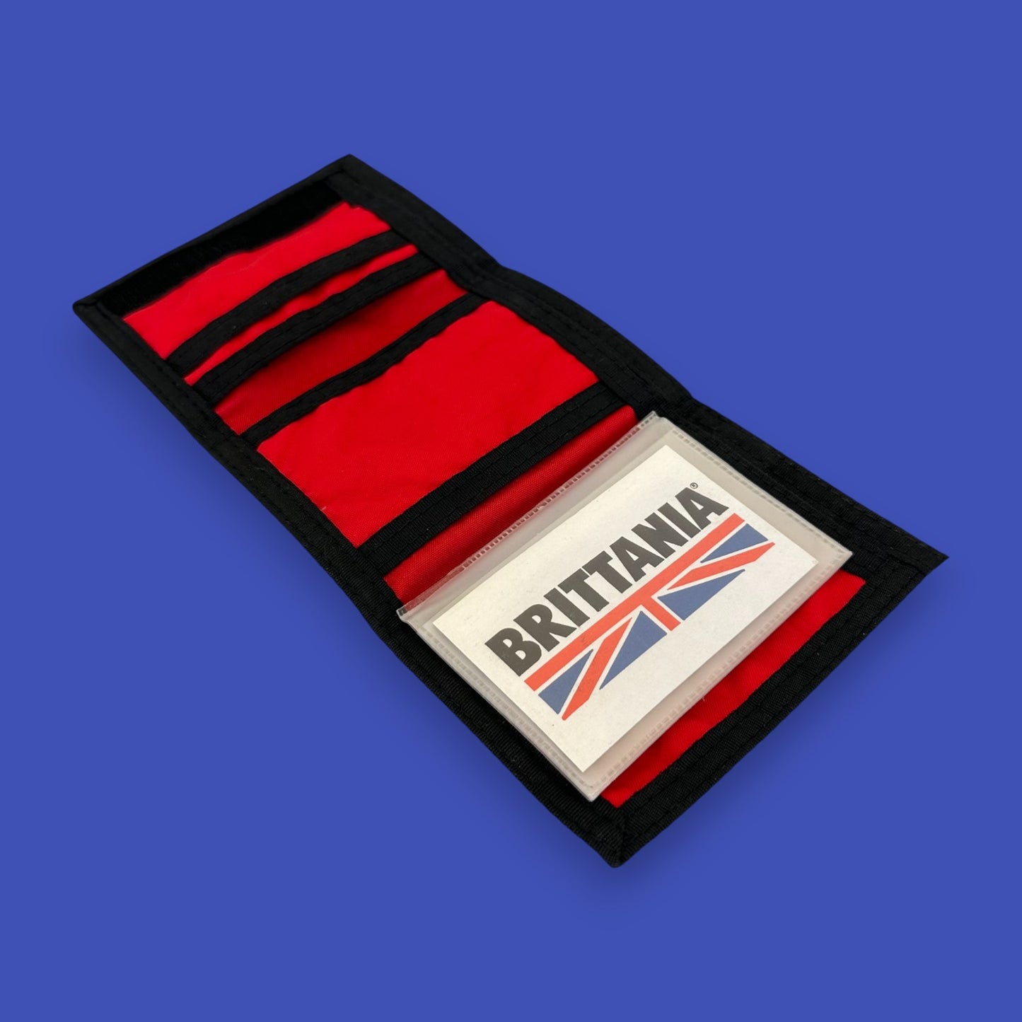 Vintage 1980's Brittania Trifold Wallet – Red & Black Nylon - New Old Stock