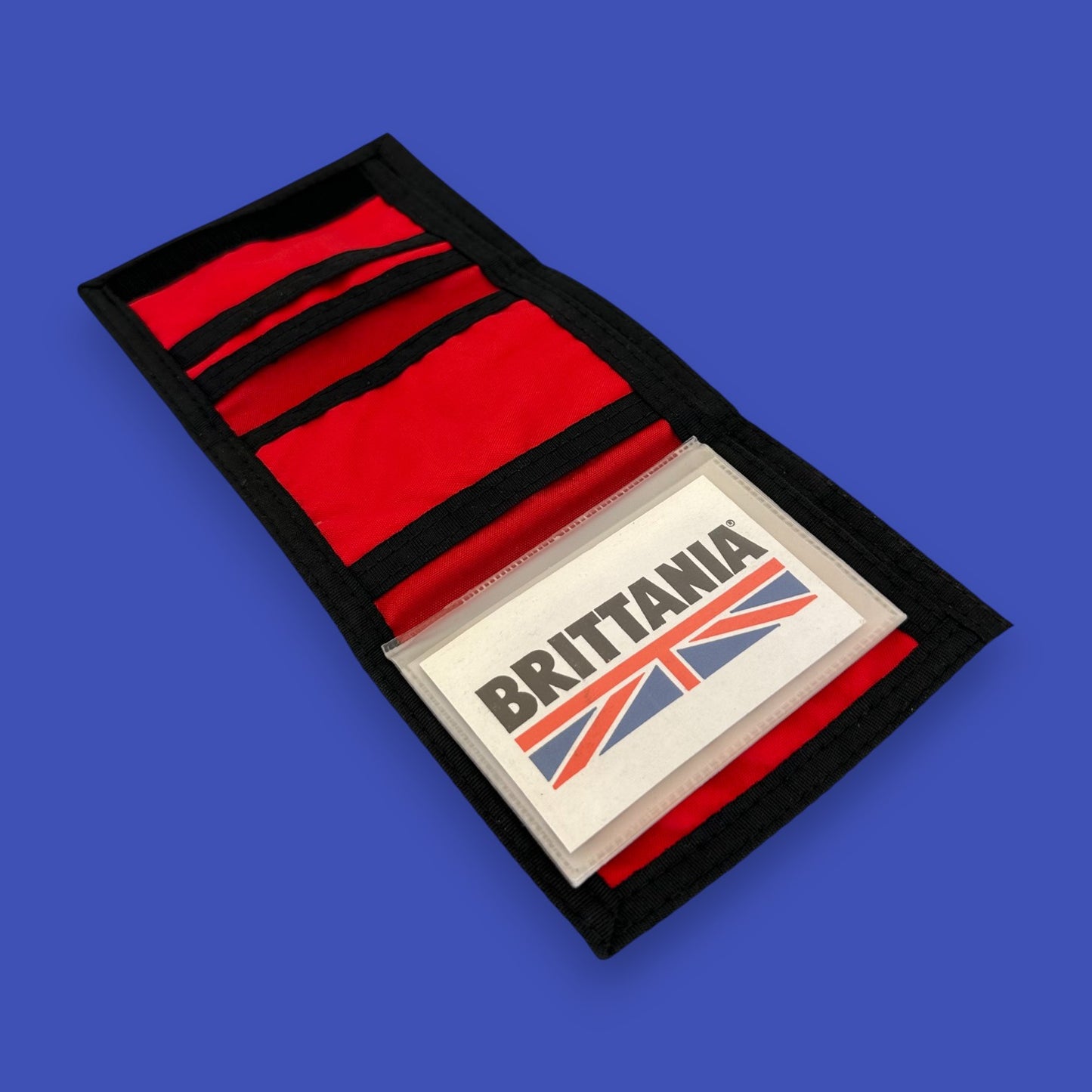 Vintage 1980's Brittania Trifold Wallet – Red & Black Nylon - New Old Stock