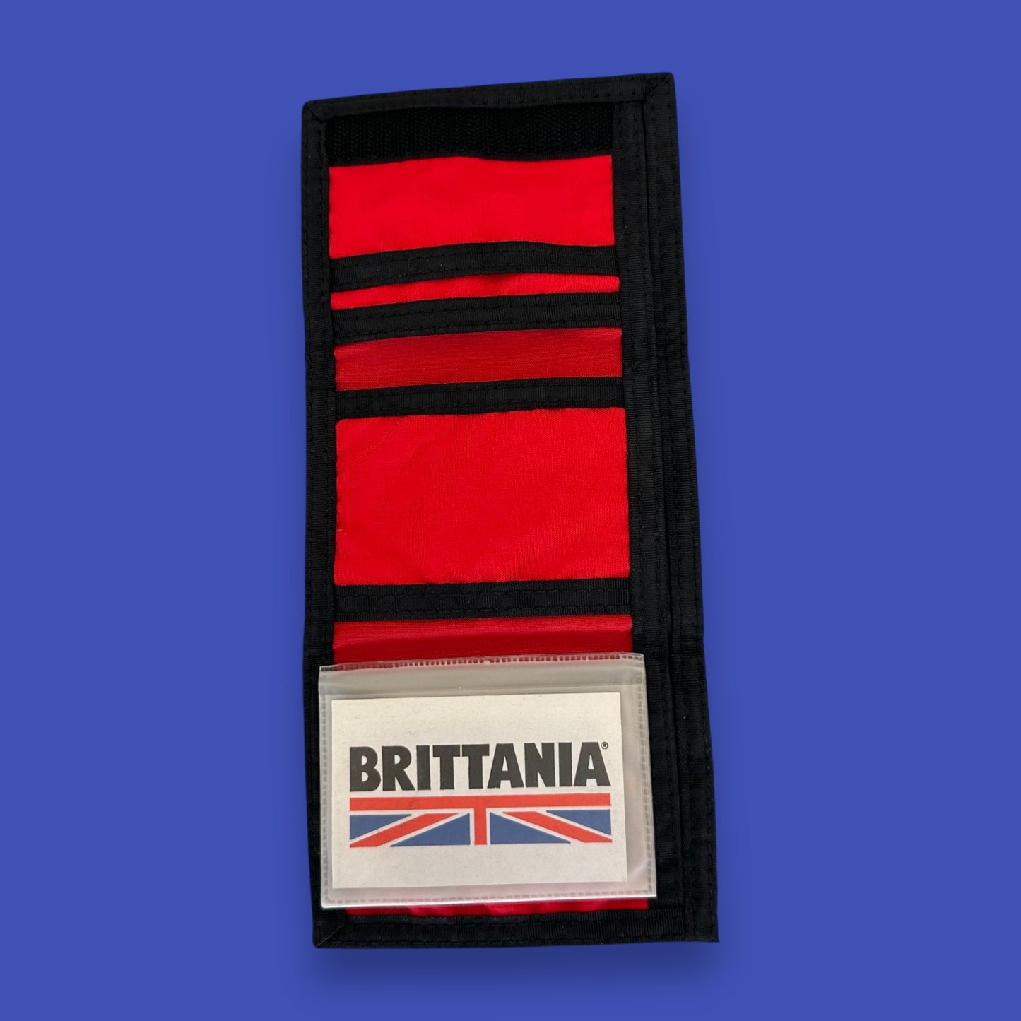 Vintage 1980's Brittania Trifold Wallet – Red & Black Nylon - New Old Stock