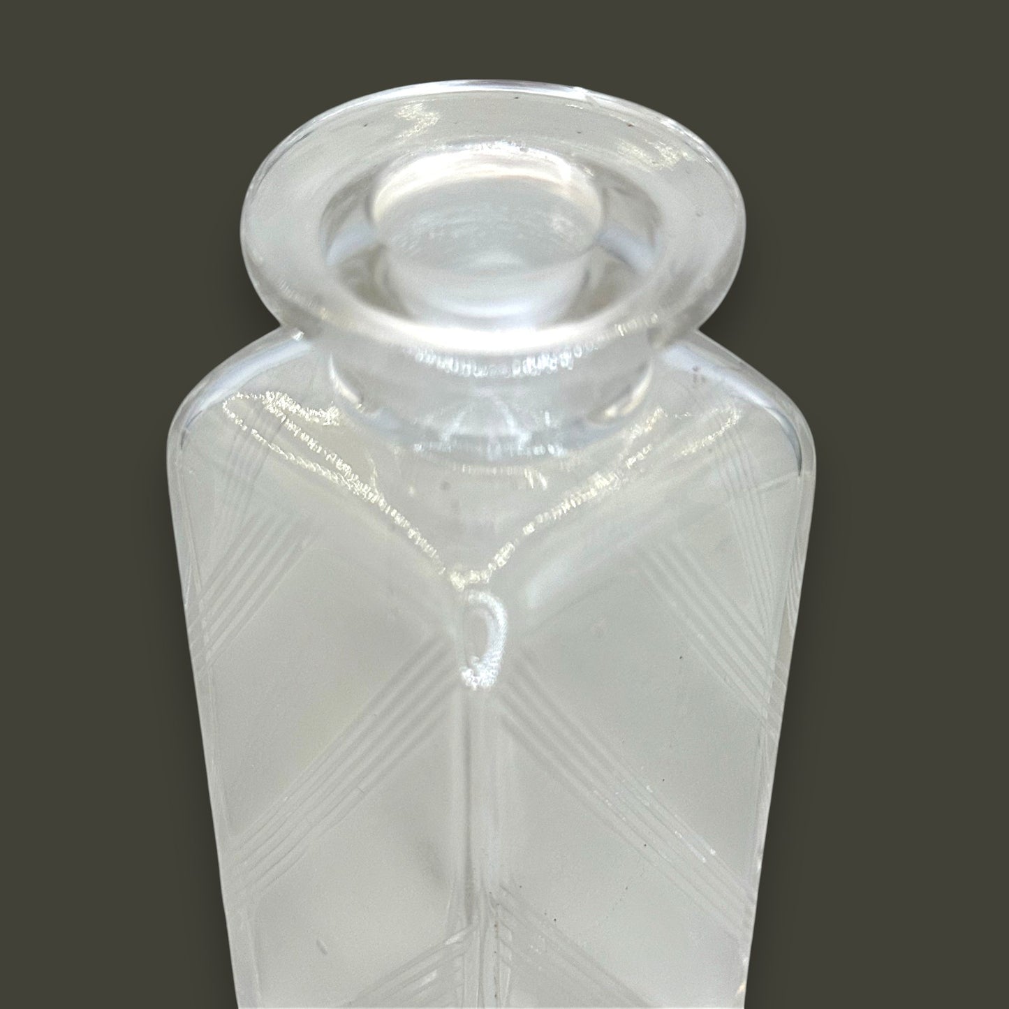 Vintage Art Deco Apothecary Bottles – Etched Glass with Round Stoppers (Set of 3)