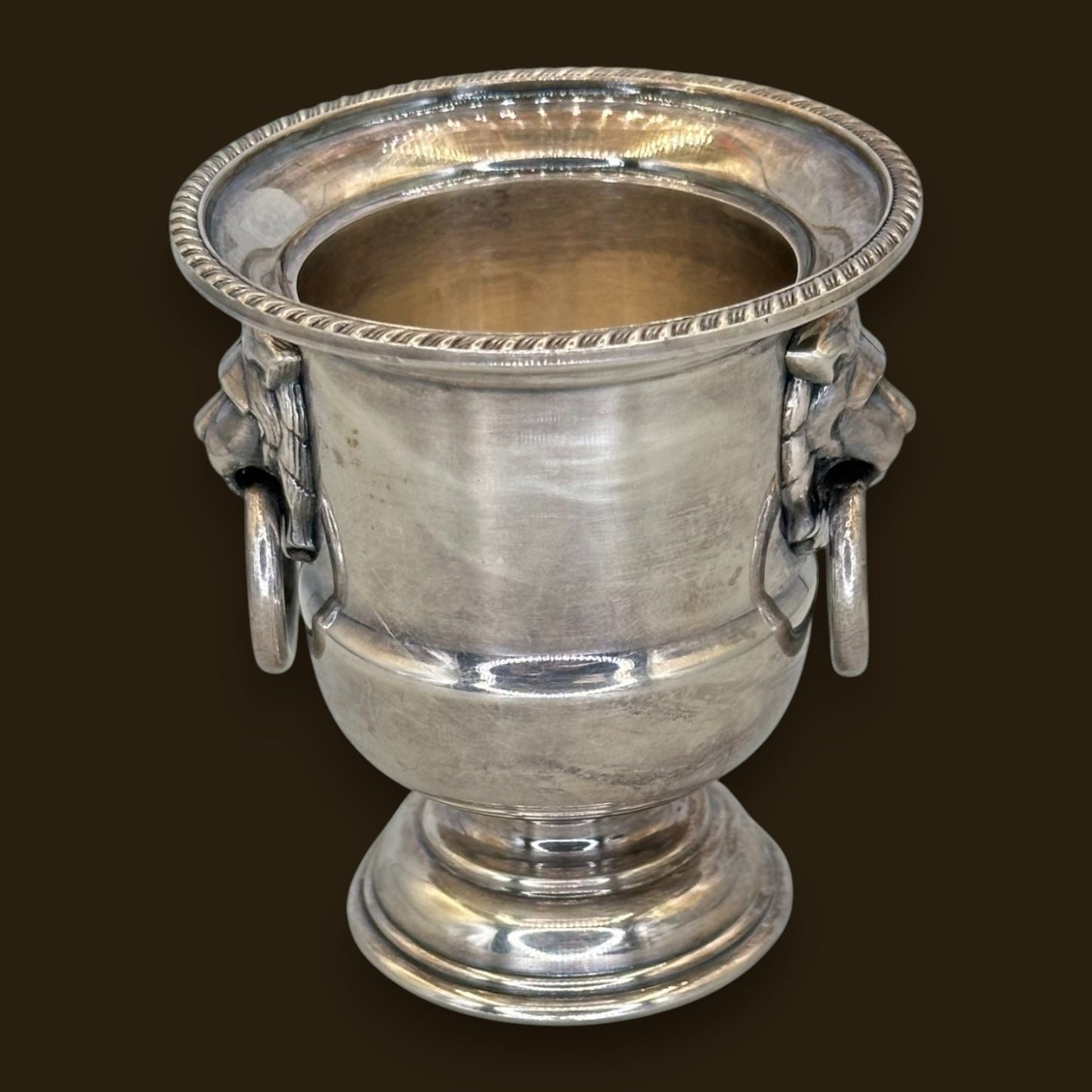 Vintage Toothpick Holder - Eales 1779 Silver Plated Lion Head Handle Miniature Champagne Bucket