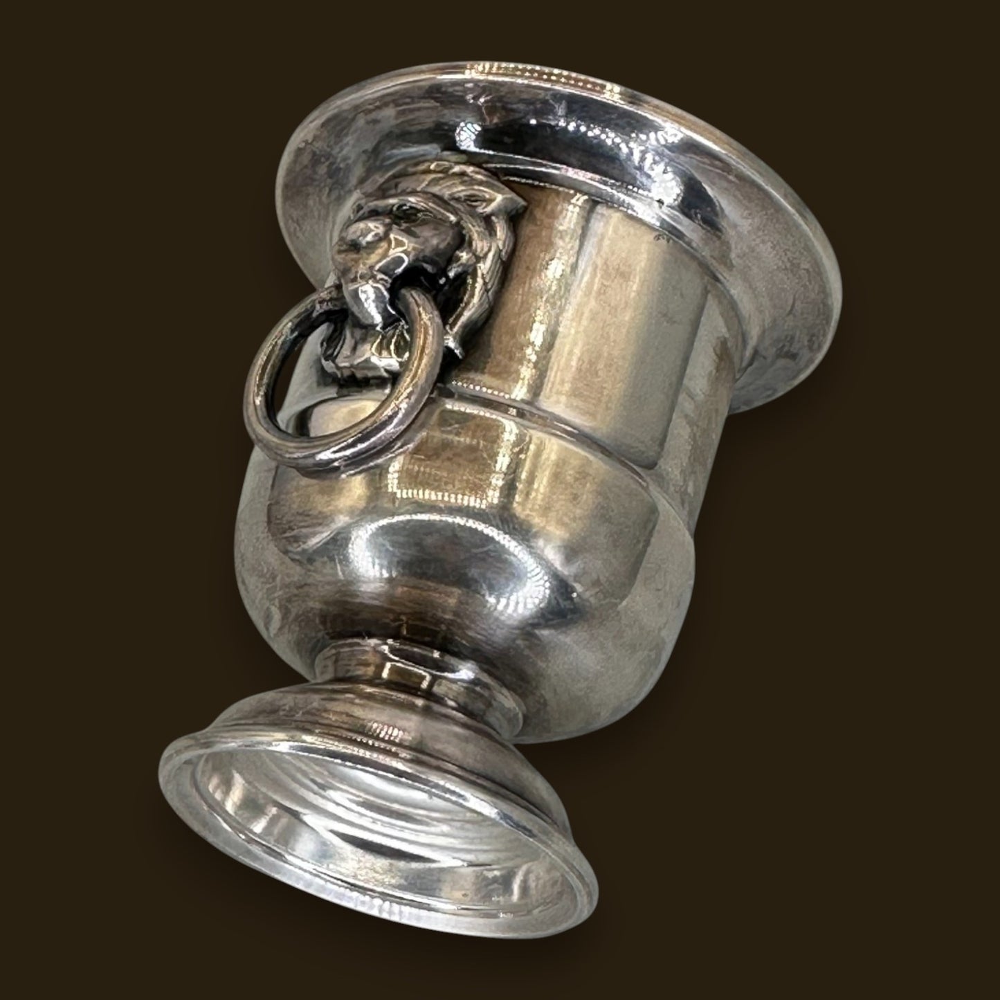 Vintage Toothpick Holder - Eales 1779 Silver Plated Lion Head Handle Miniature Champagne Bucket