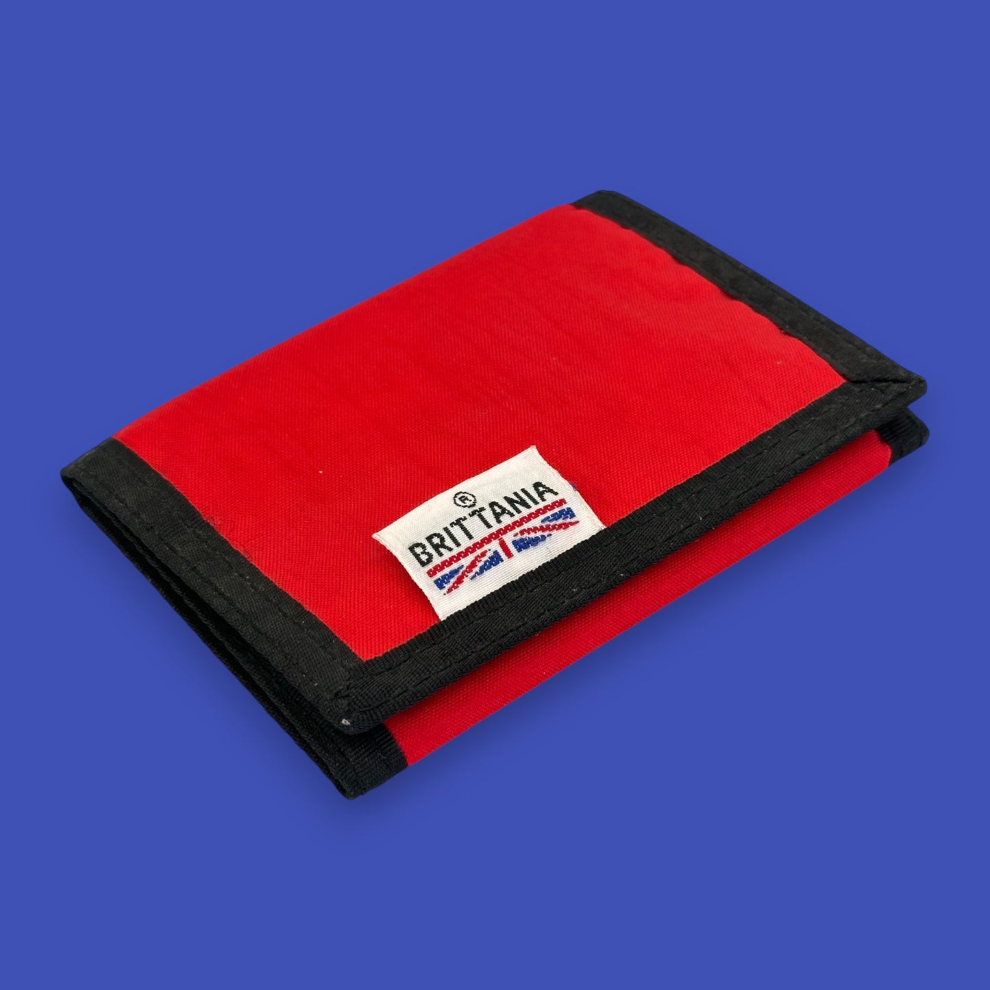 Vintage 1980's Brittania Trifold Wallet – Red & Black Nylon - New Old Stock