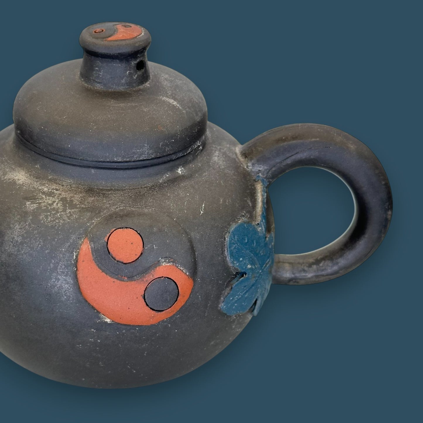 Antique Chinese Yixing Zisha Teapot with Seal Mark - Ying Yang