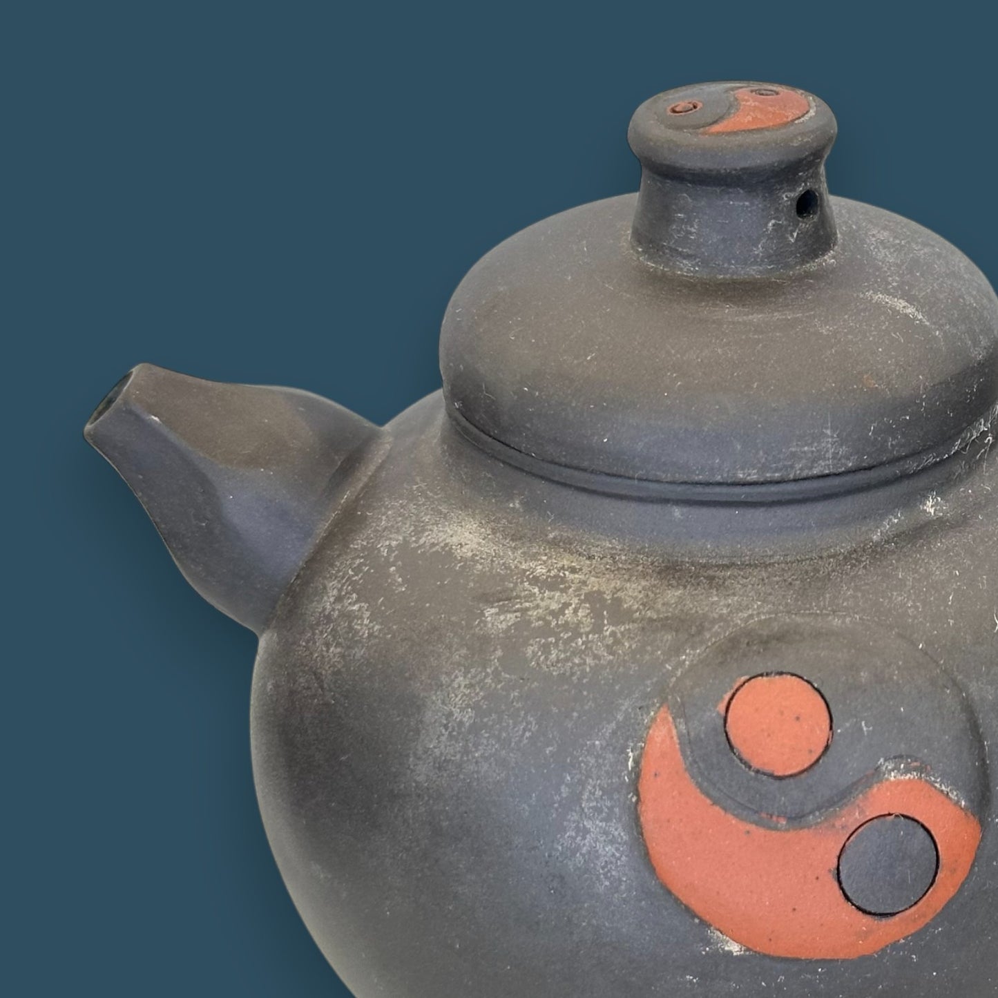 Antique Chinese Yixing Zisha Teapot with Seal Mark - Ying Yang