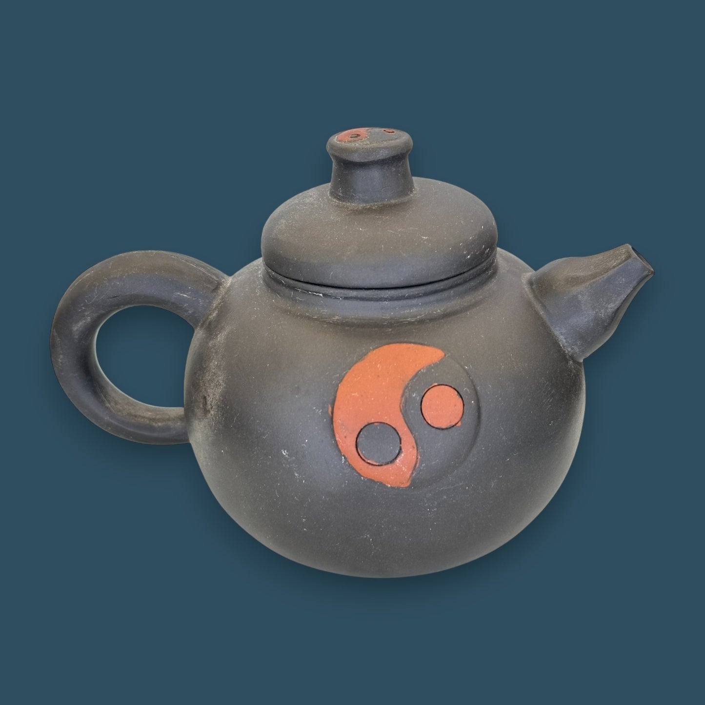Antique Chinese Yixing Zisha Teapot with Seal Mark - Ying Yang