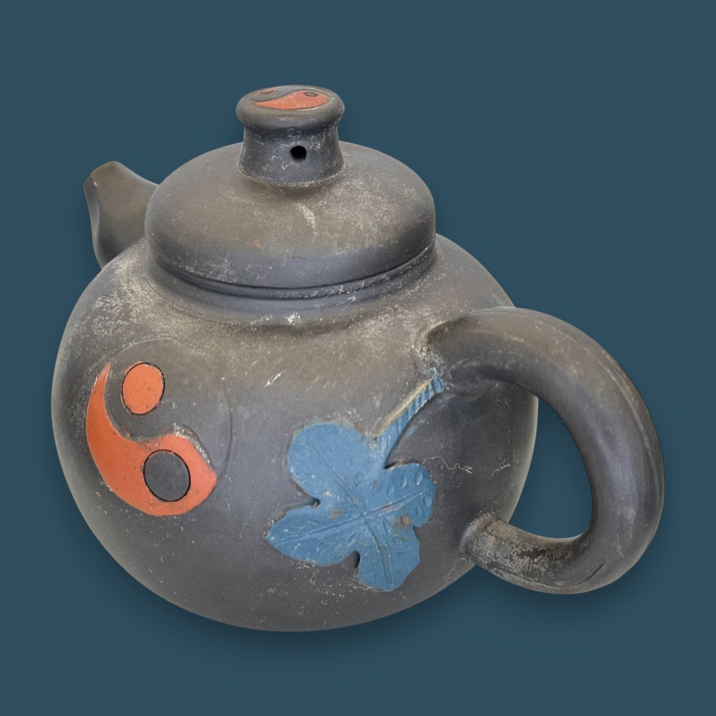 Antique Chinese Yixing Zisha Teapot with Seal Mark - Ying Yang