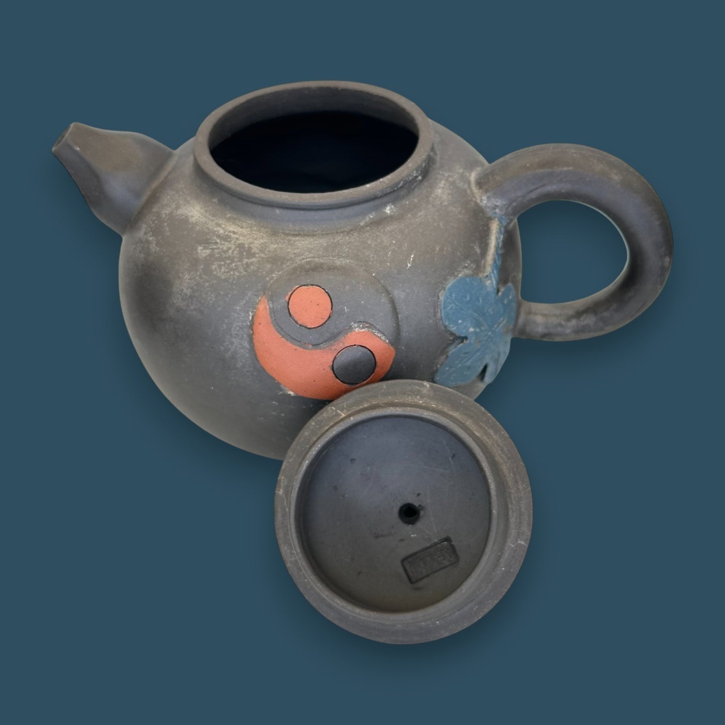 Antique Chinese Yixing Zisha Teapot with Seal Mark - Ying Yang