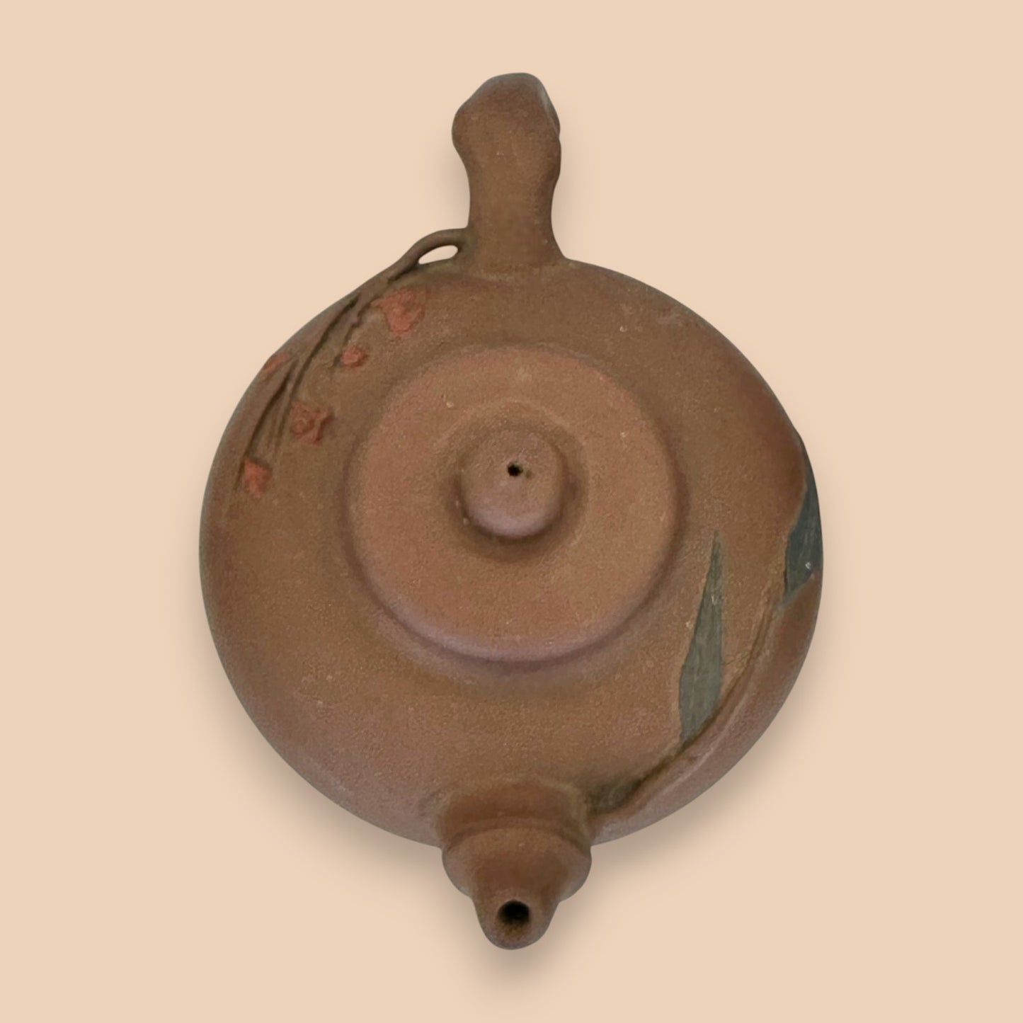 Chinese Ceramic Teapot with Leaf Motif - Antique