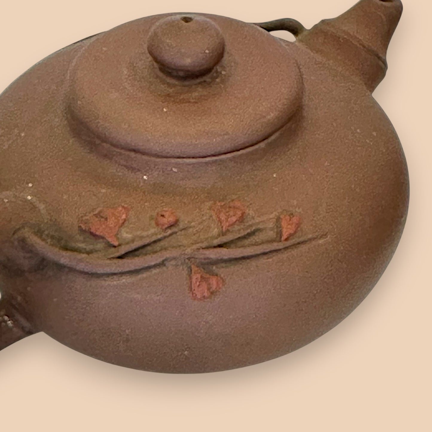 Chinese Ceramic Teapot with Leaf Motif - Antique