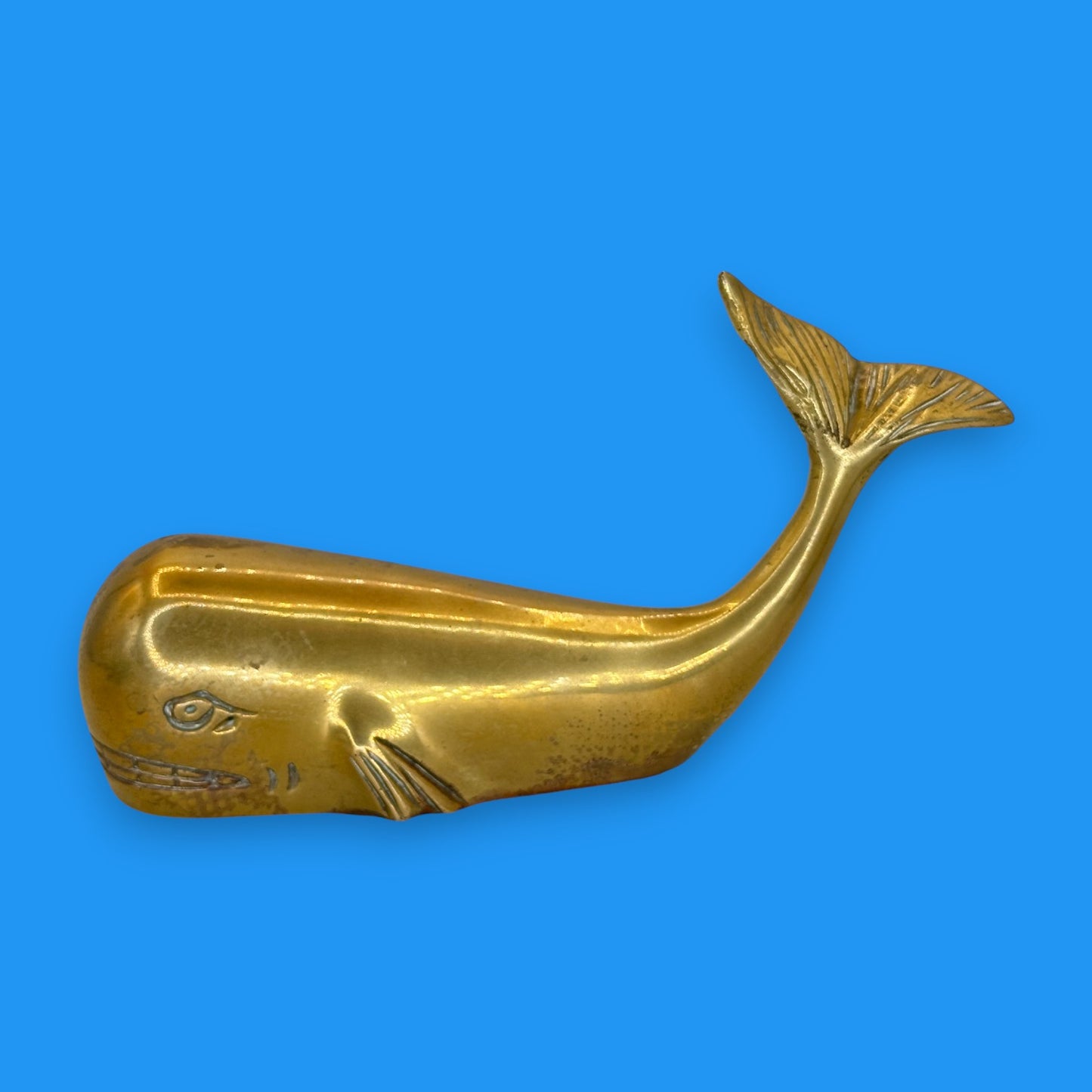 Vintage Brass Humpback Whale – Mid-Century Nautical Paperweight