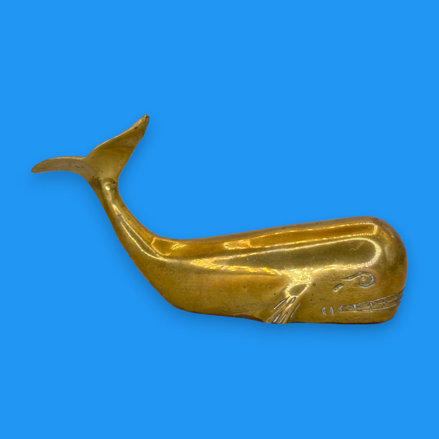 Vintage Brass Humpback Whale – Mid-Century Nautical Paperweight