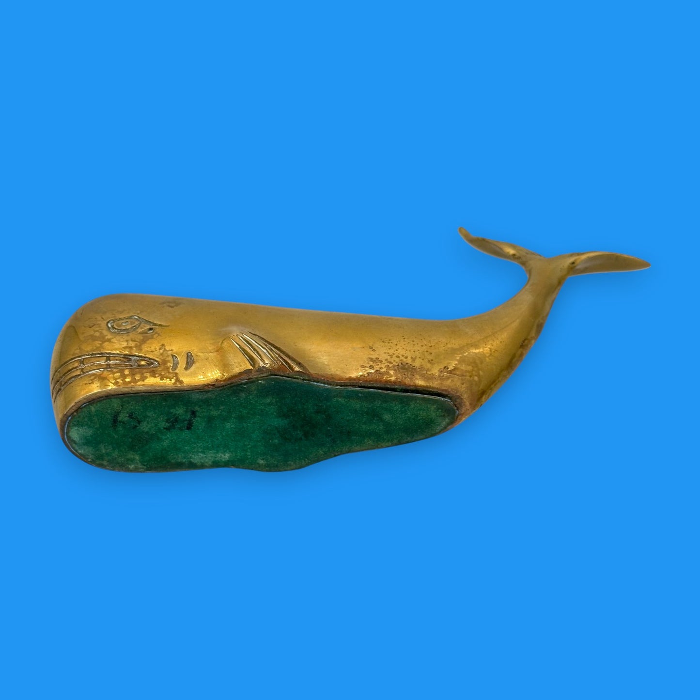 Vintage Brass Humpback Whale – Mid-Century Nautical Paperweight