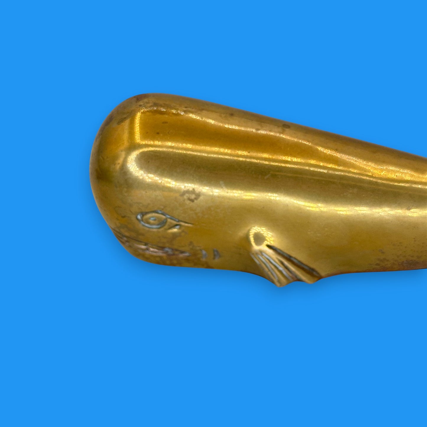 Vintage Brass Humpback Whale – Mid-Century Nautical Paperweight