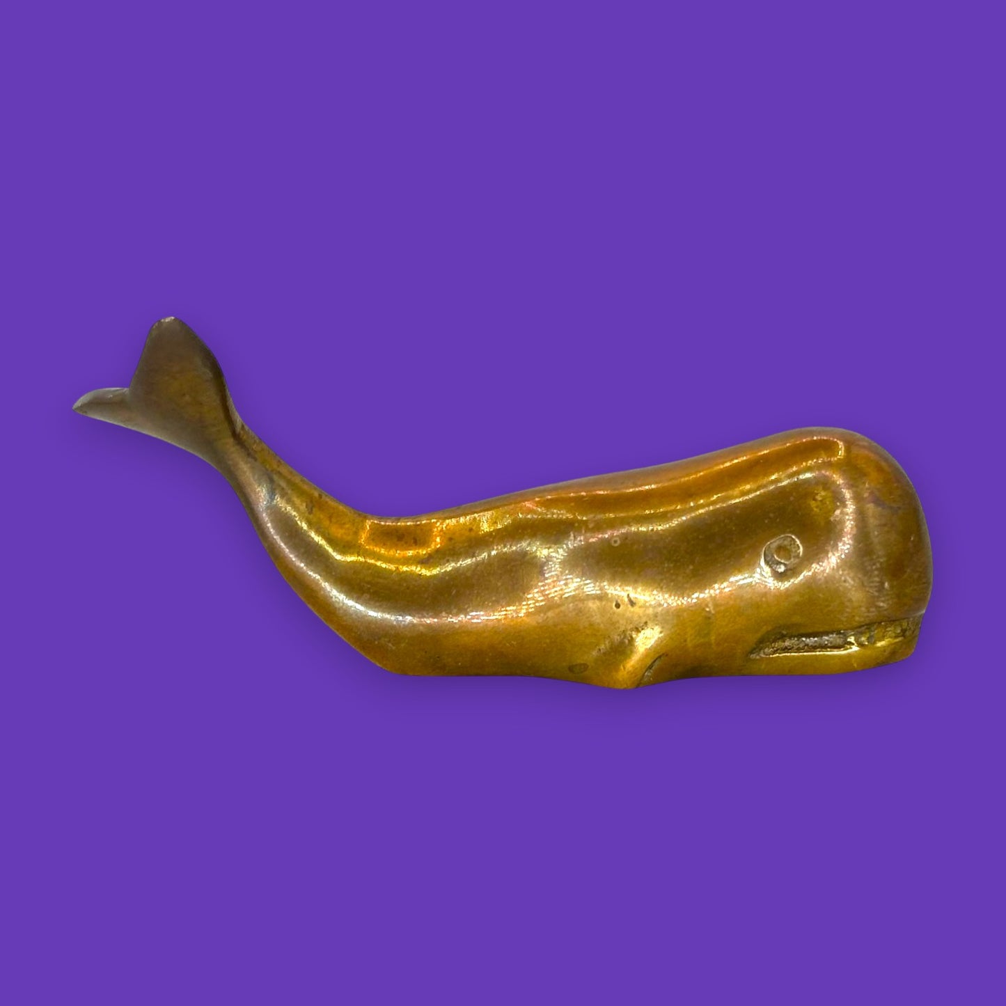 Vintage Miniature Brass Sperm Whale – Nautical Paperweight