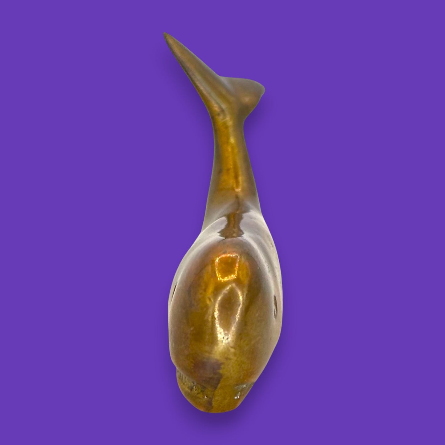 Vintage Miniature Brass Sperm Whale – Nautical Paperweight
