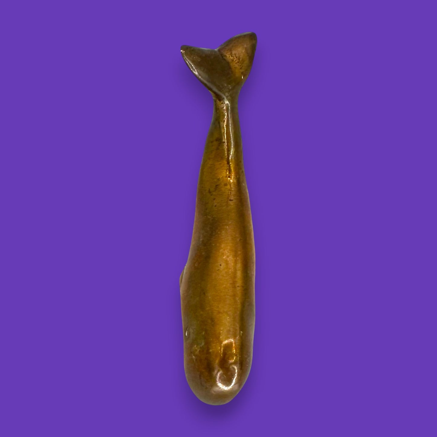 Vintage Miniature Brass Sperm Whale – Nautical Paperweight