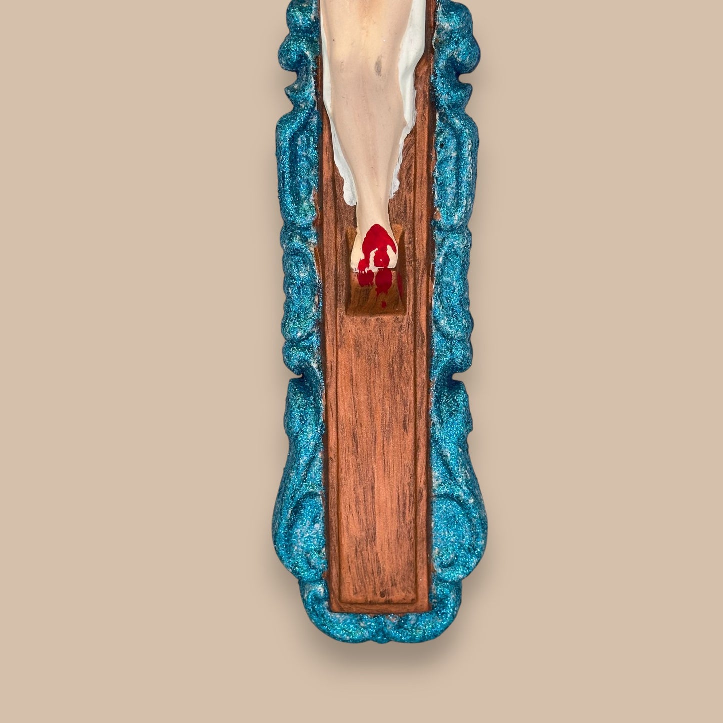 Vintage Hand-Painted Jesus on Cross – 12" Ceramic Wall Crucifix