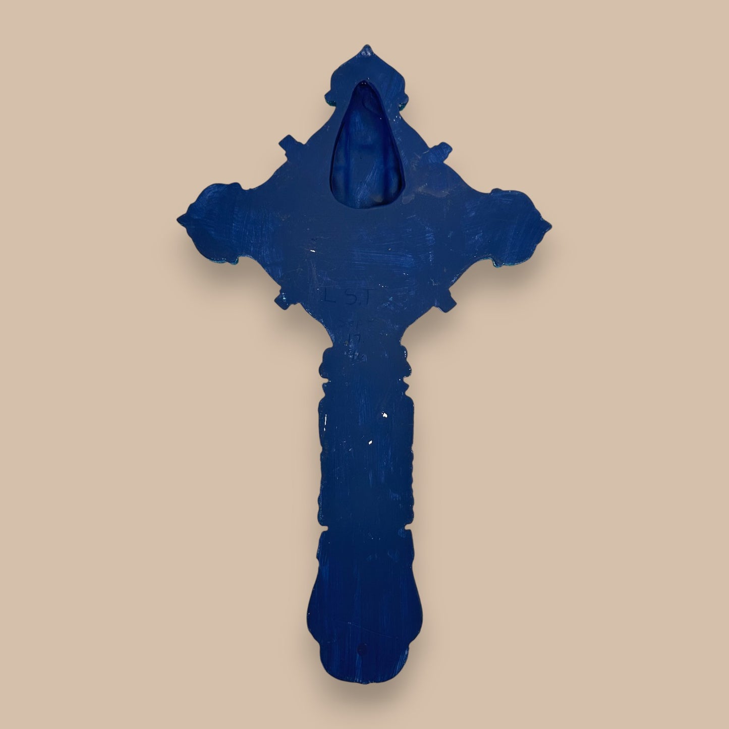 Vintage Hand-Painted Jesus on Cross – 12" Ceramic Wall Crucifix
