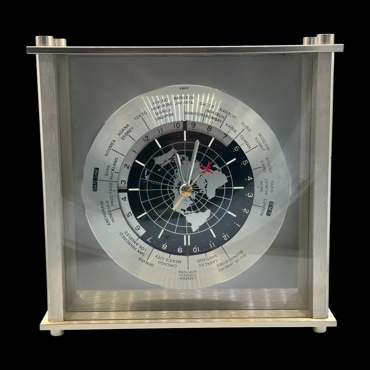 Vintage Seiko Quartz World Time Zone Clock with Airplane Second Hand