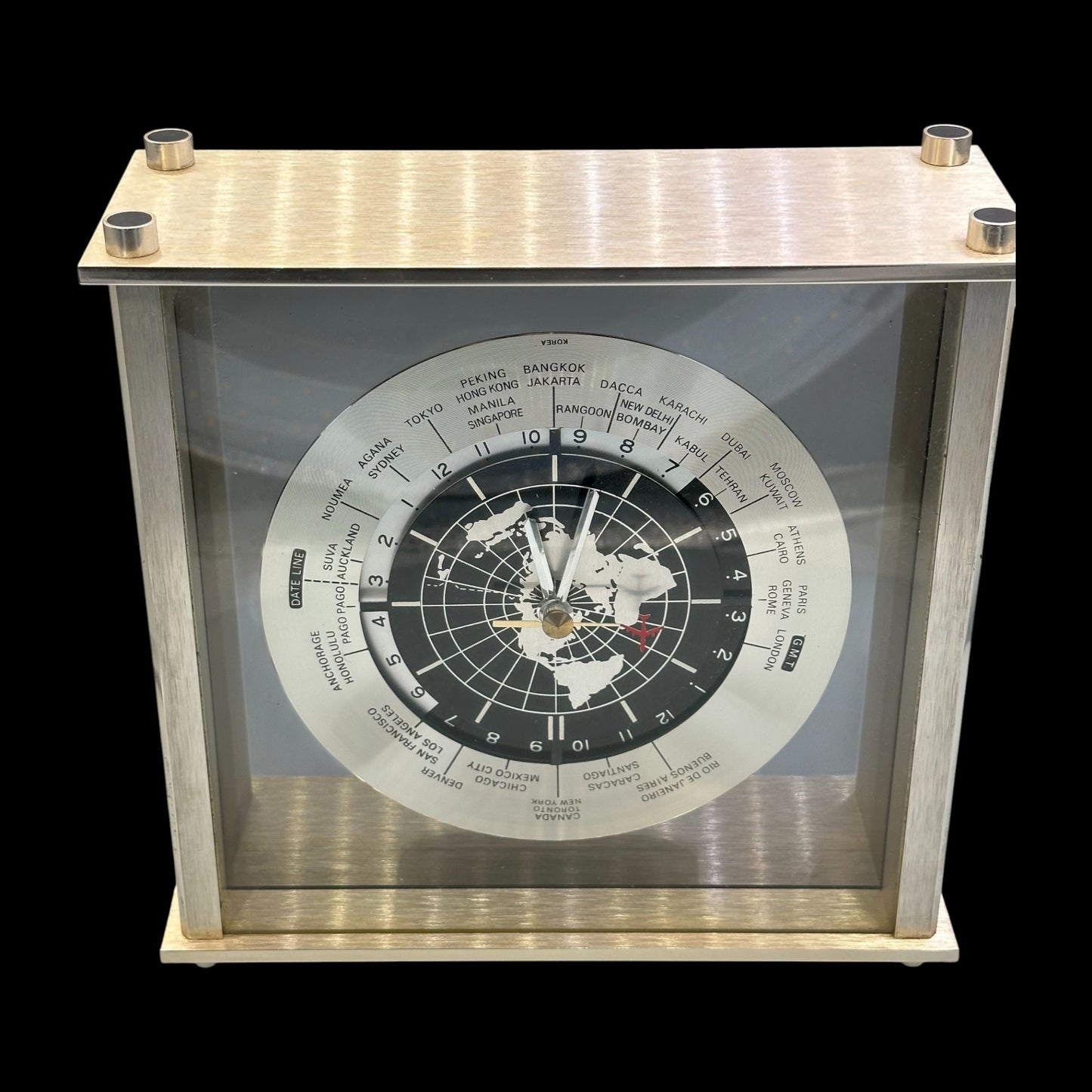 Vintage Seiko Quartz World Time Zone Clock with Airplane Second Hand