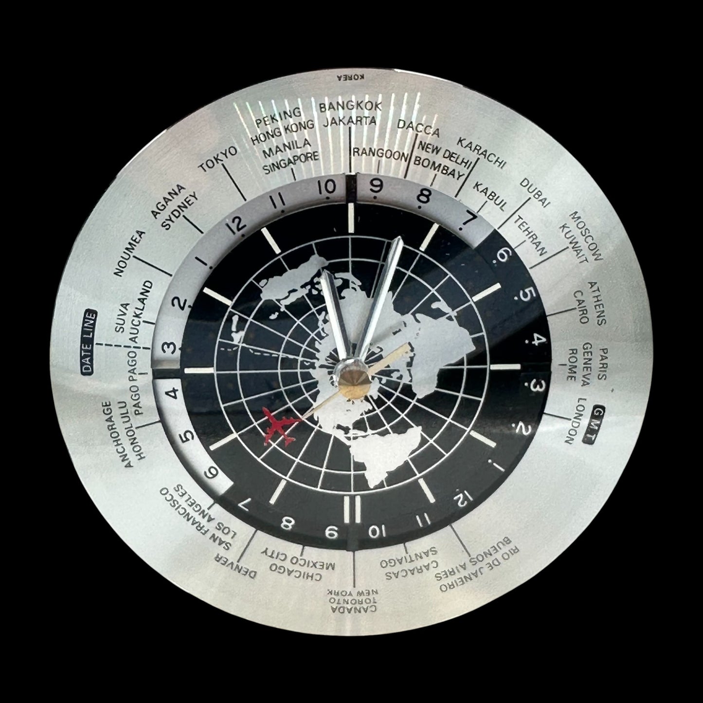 Vintage Seiko Quartz World Time Zone Clock with Airplane Second Hand