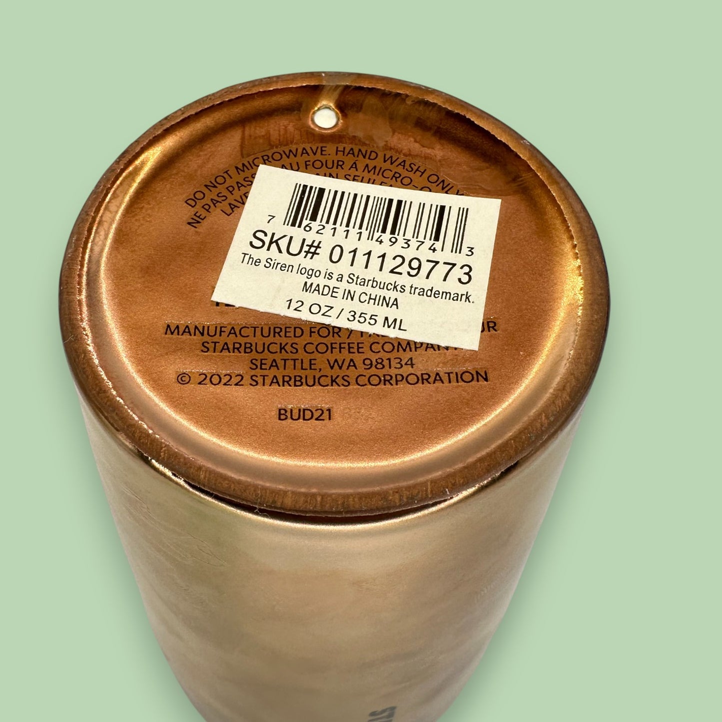 Starbucks Gold Copper Siren Mermaid Etched Ceramic Tumbler 12oz