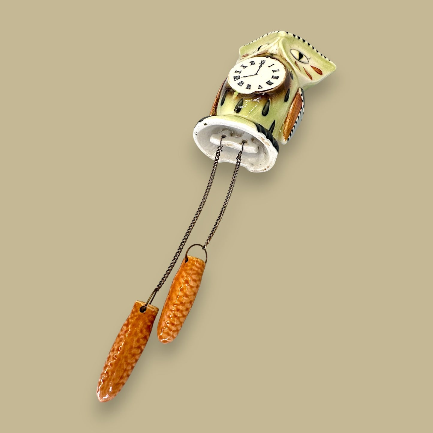 Owl Cuckoo Clock Pottery Wall Pocket – Mid-Century Modern Kitsch