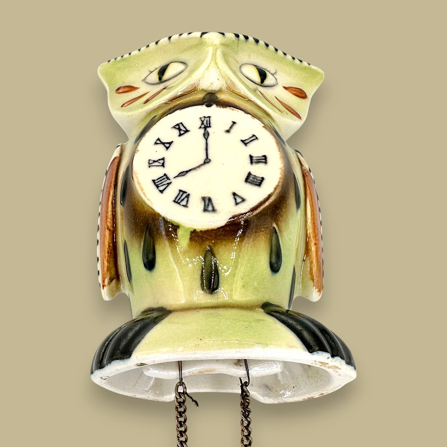 Owl Cuckoo Clock Pottery Wall Pocket – Mid-Century Modern Kitsch