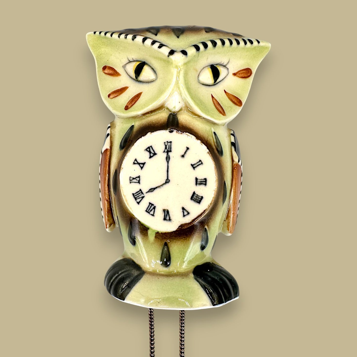 Owl Cuckoo Clock Pottery Wall Pocket – Mid-Century Modern Kitsch